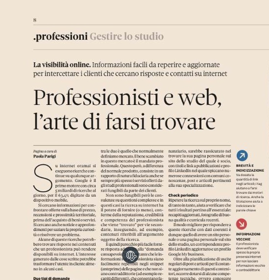 Articolo Paola Parigi Sole 24 Ore